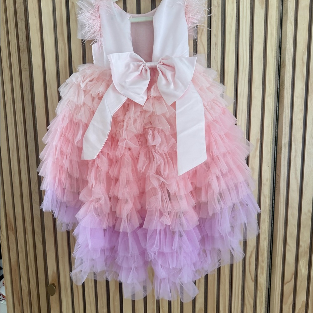 Lola + The Boys Pink and Lavender Ruffled Dress